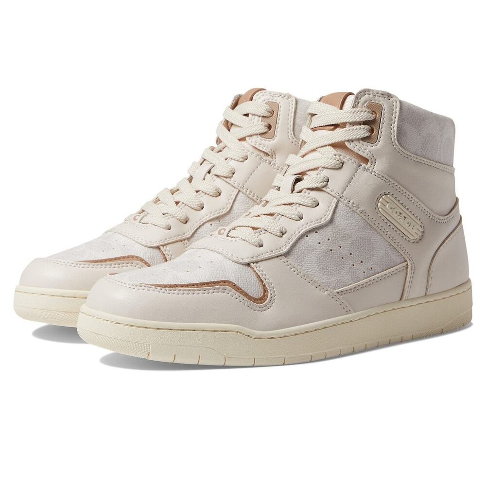 Coach Hi Top Sneakers CD304 Chalk Coated Canvas Women’s Sz 10B NIB MSRP $229 - Picture 3 of 16